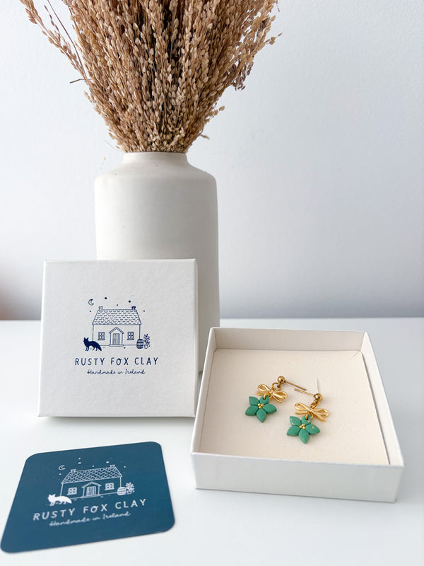 Green - Poinsettia Earrings (Christmas Collection)
