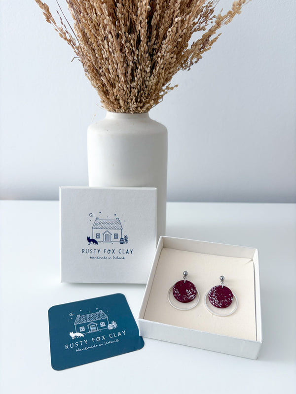 Burgundy - Huaraz 3.0 Earrings (Christmas Collection & Silver Findings)