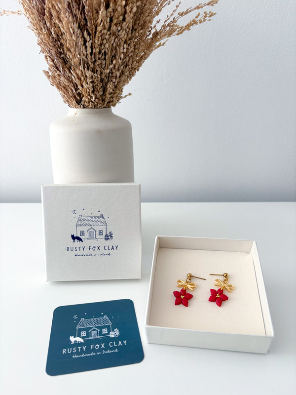 Red - Poinsettia Earrings (Christmas Collection)