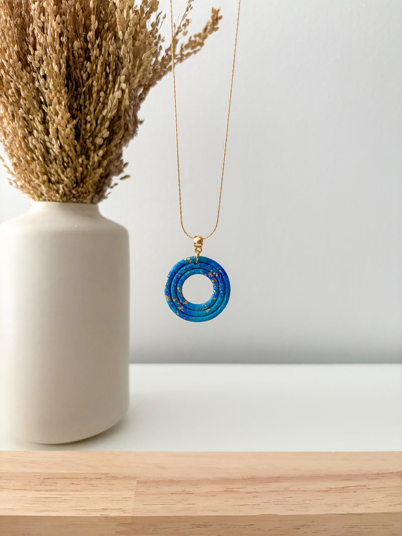 Handmade Bergen polymer clay necklace with gold‑plated brass findings
