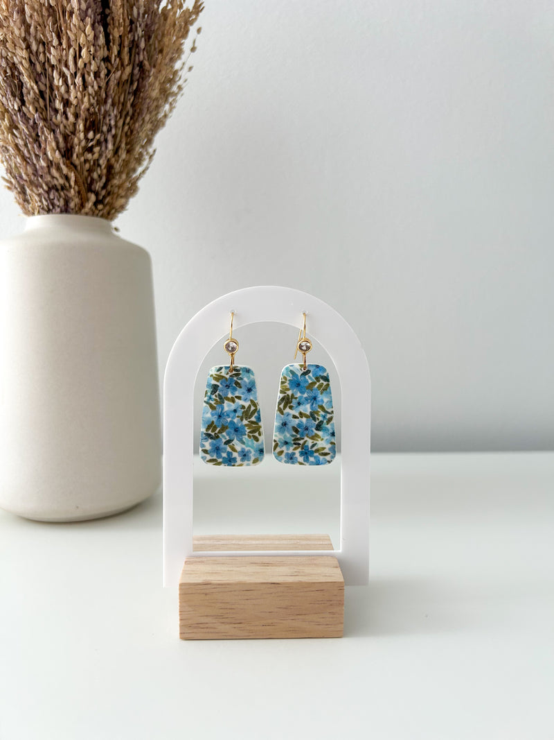 Handmade Floral polymer clay earrings with 18K gold-plated brass findings