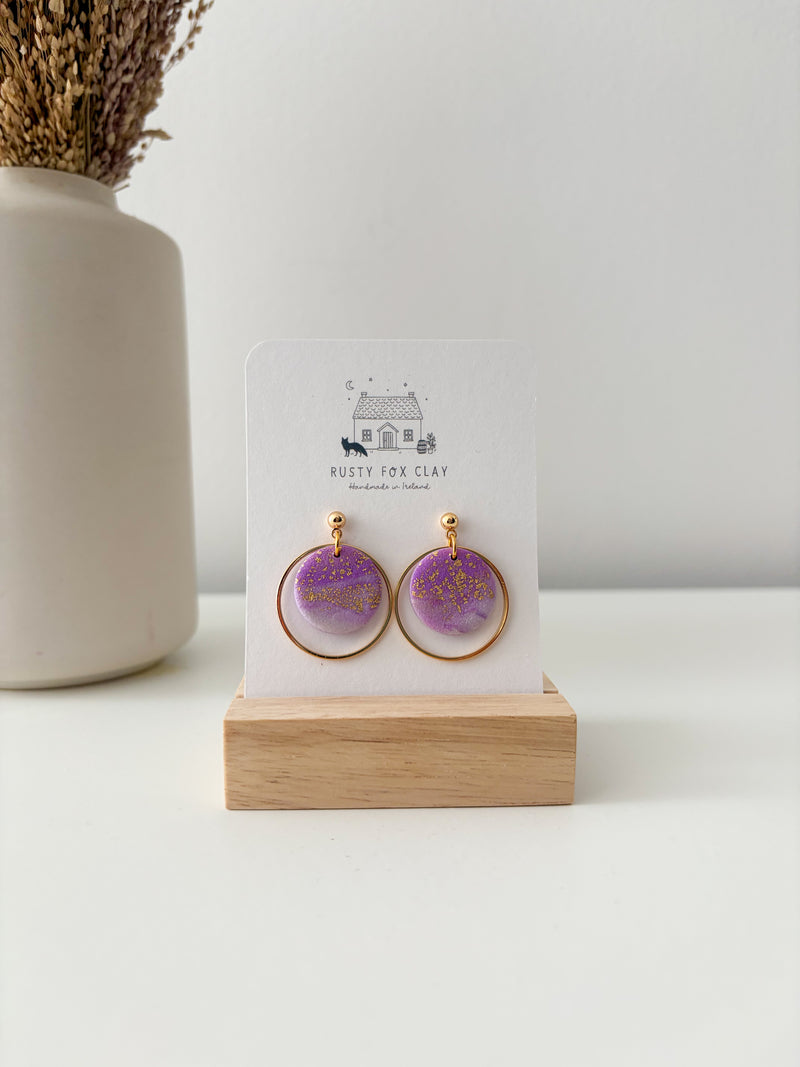 Handmade Huaraz 3.0 polymer clay earrings with gold-plated brass findings