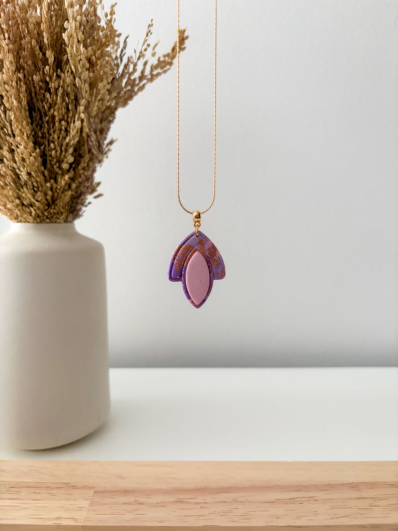 Handmade Lima polymer clay necklace with gold‑plated brass findings