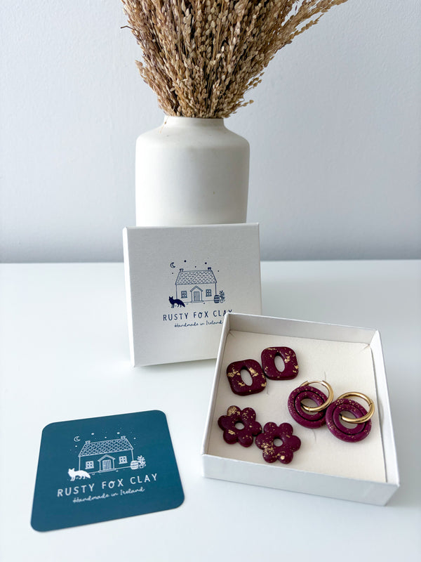 Default Title - Interchangeable Earring Set - Burgundy