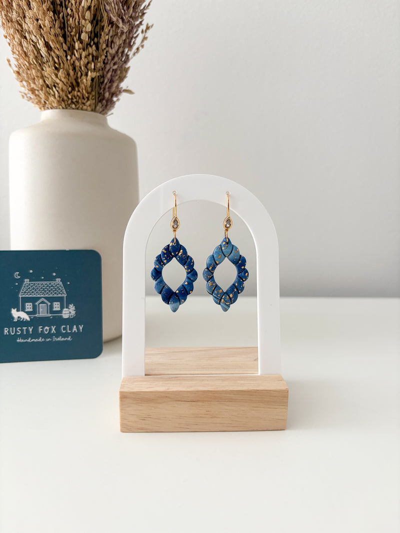 Handmade Uyuni polymer clay earrings with gold‑plated brass findings