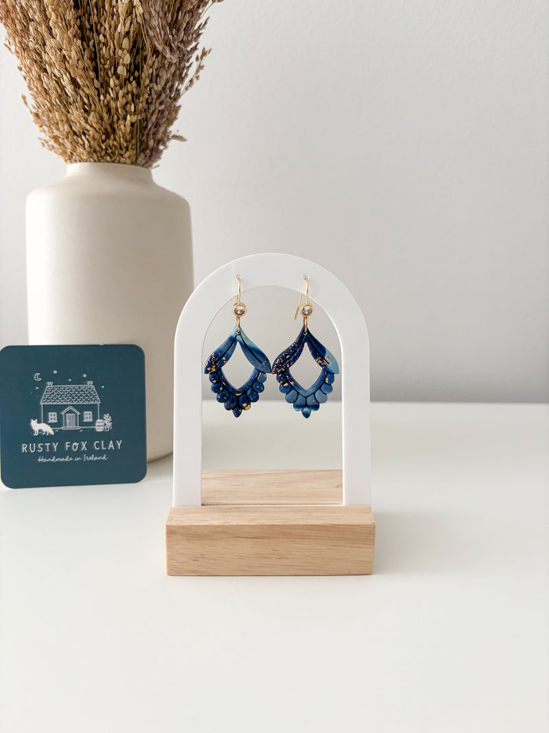 Handmade Uyuni 2.0 polymer clay earrings with gold‑plated brass findings