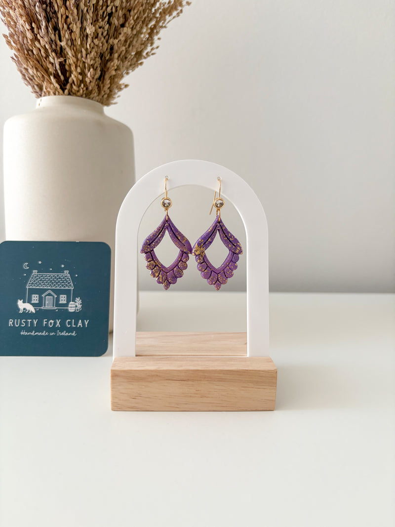 Handmade Uyuni 2.0 polymer clay earrings with gold‑plated brass findings